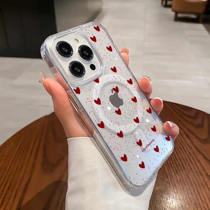 Phone Cases Magsafe - INS Czerwone Serce Miłości Seksowne Przezroczyste