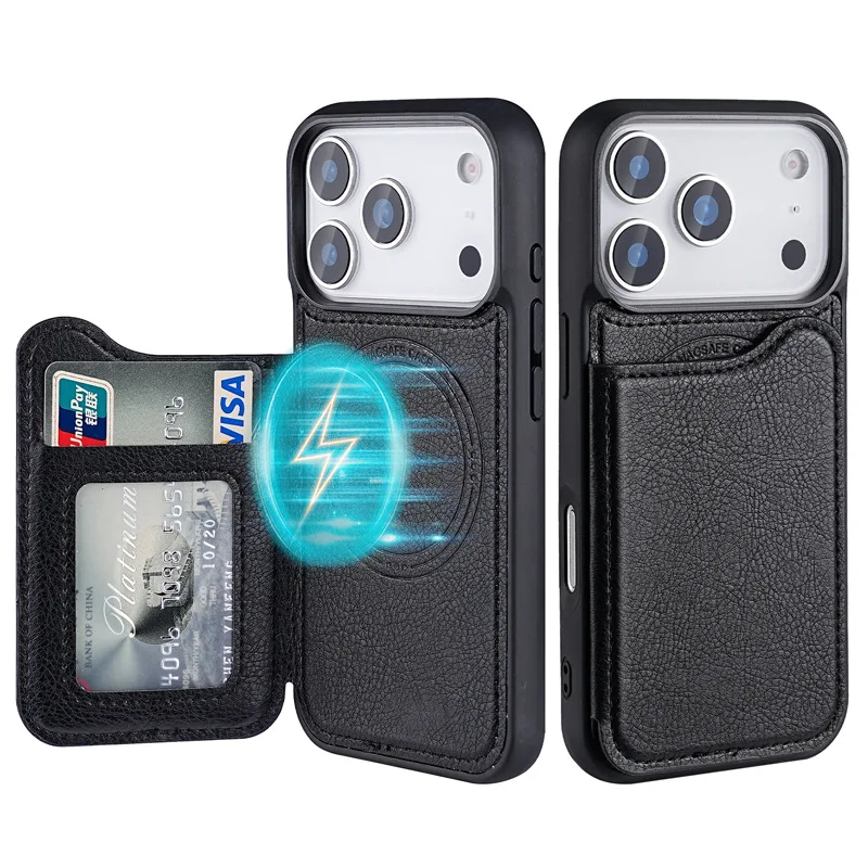 Phone Cases That Hold Cards - Magnetyczny skórzany portfel z klapką i